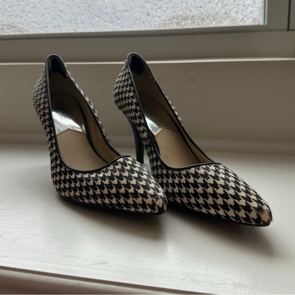 Michael Kors Black and White Houndstooth Heels
